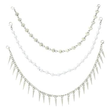 Imagem de LiQunSweet 3 peças 3 estilos 28 cm ferro cone coração frisado chapéu correntes a granel esporte bola cap Matel Punk corrente substituição para diy jóias chapéu acessórios pano jaqueta calças decoração