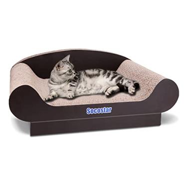 Imagem de Socostar Almofada de cama para sofá de gato – arranhador de papelão para gatos – Sofá dobrável para gatos – Móveis premium para gatos com erva de gato – Tábua de arranhar para gatos resistente ao desgaste e durável