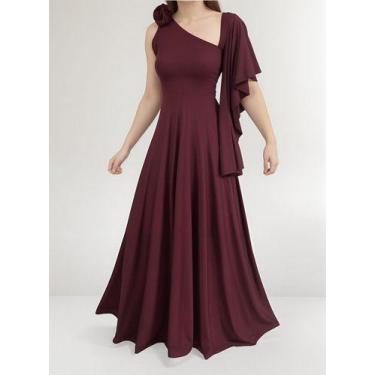 Imagem de Vestido Manga Longo Para Madrinha Casamento Festa Godê Flor - Casual D