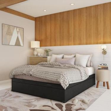 Imagem de Base para Cama Box Casal Madalynn com Baú (47x138x188) Preta - Mobly
