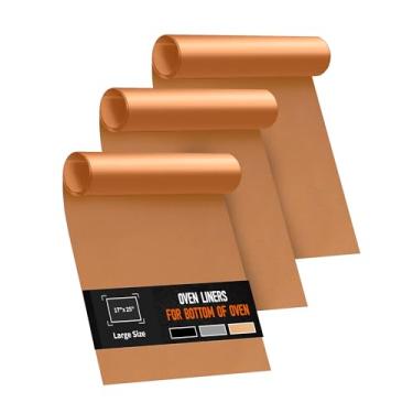 Imagem de Pacote com 3 forros de forno para parte inferior do forno, tapete de forno antiaderente grande resistente de 43 x 63 cm para fornos elétricos, a gás, torradeira e convecção - livre de BPA e PFOA, pode