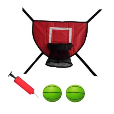 Imagem de kowaku Mini Trampolim Cesta de Basquete Acessórios para Trampolim Aro Separável para Enterradas Seguras Rodapé Leve Gol de Basquete, Vermelho