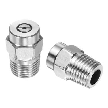 Imagem de HARFINGTON 2 peças ponta limpa superfície 25 graus 1/4 polegada NPT macho 1,156 orifício 4000 PSI aço inoxidável rosqueado lavadora de pressão bicos pulverizadores para pistolas de água vassoura de