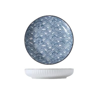 Imagem de Prato fundo vertical japonês de 17 cm, utensílios de mesa de cerâmica minimalistas domésticos - 2 ondas