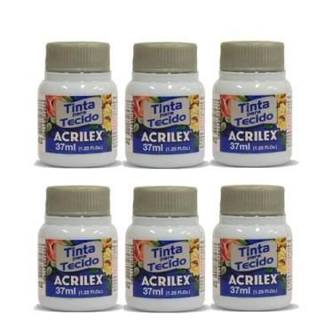 Imagem de Kit 6 Tintas Tecido Fosca 37ml - Branco 519 - Fixação a Frio e Alta Cobertura Recomendado Para Tecidos De Algodão Sem Goma É Ideal Para Customização De Roupas, Decoração E Outras Aplicações Artísticas