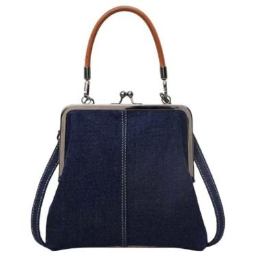 Imagem de Bolsa tiracolo feminina Kiss Lock de couro PU com fecho de beijo, bolsa de ombro transversal, bolsas Hobo, carteira, bolsas de mão, A vermelho marrom, One Size