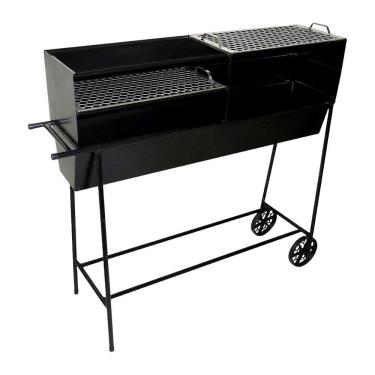 Imagem de Churrasqueira Espetinho Aço Fe Grelhas Carrinho 100x99x26cm