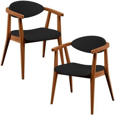 Imagem de Kit 02 Poltronas Decorativas Para Sala De Estar Jantar Cecília B04 Facto Preto - Lyam Decor