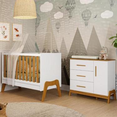 Imagem de Quarto Bebê Completo Berço Americano Cômoda 1 Porta 100% MDF - Faura, 