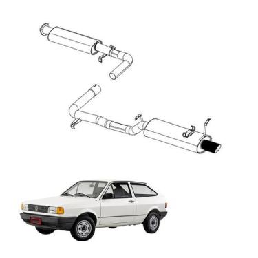 Imagem de Kit Completo Escapamento Gol 1.6 1994 1995 1996 Ponteira - Pioneiro
