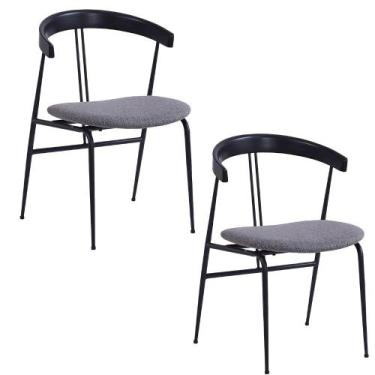 Imagem de Cadeira Mesa Jantar Estofada Industrial Encosto Curvado 2 UN - Fratini