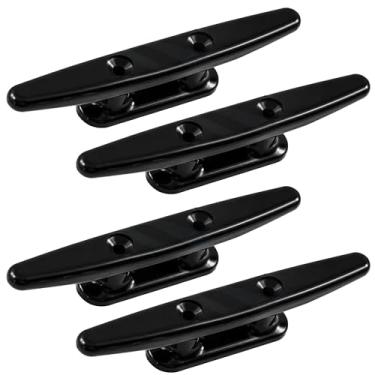 Imagem de Laorde Chuteiras de nylon pretas para barco, 10 cm/12,7 cm/15,2 cm/20,3 cm, grampos de doca de grau marítimo para corda, caiaque, amarração, canoa, decoração marítima (pacote com 4)