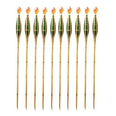 Imagem de Kit 10 Tochas De Bambu Iluminação Decoração Tocha Luau - Real Seda