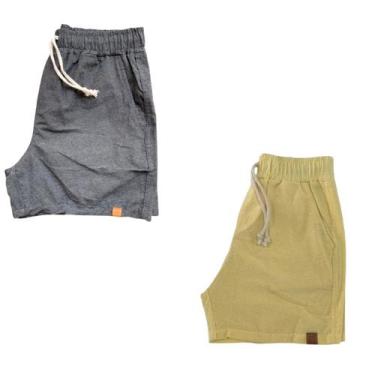 Imagem de Kit 2 Shorts Mauricinho Fio Tinto Linho 3 Bolsos - C&C, Cinza chumbo, 