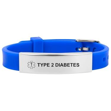 Imagem de Pulseira de alerta médico para mulheres e homens, pulseira de silicone ajustável para diabéticos D.N.R marcapasso epilepsia, One Size, Silicone, Sem Pedra Preciosa