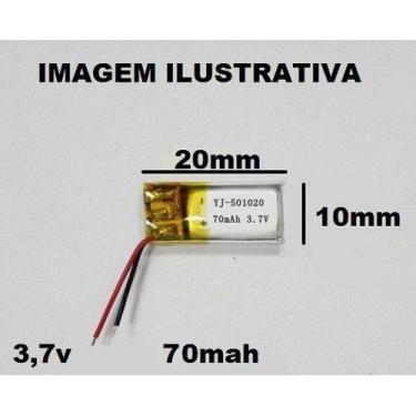 Imagem de Bateria 70 Mah 3,7v Tamanho:  5mm X 10mm X 20mm - bgb