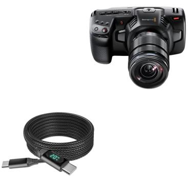Imagem de Cabo para câmera Blackmagic Pocket Cinema 4K (cabo da BoxWave) – Cabo PowerDisplay PD (1,8 m) – USB-C para USB-C (100 W), tela LED 1,8 m, cabo de nylon trançado PD – Preto