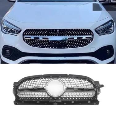 Imagem de Grade de para-choque de carro tiras decorativas grade de corrida modificação parte grade de para-choque dianteiro para GLA H247 2020-2023 (preto)