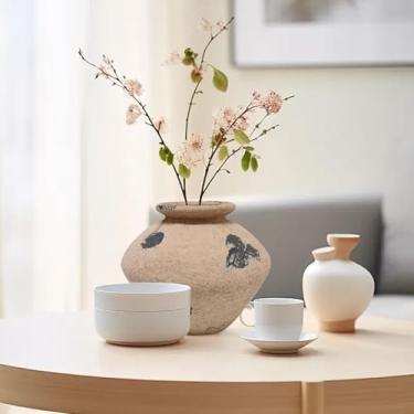Imagem de MAHOT Vaso grande de cerâmica rústica para casa de fazenda, vaso decorativo de terracota antigo moderno de 26 cm. Adequado para decoração de casa, decoração de interiores, decoração de cozinha, para