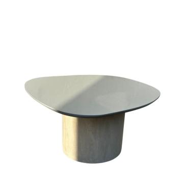 Imagem de Mesa De Centro Orgânica 100 Cm Base Cimento Queimado Tampo Laqueado Fendi