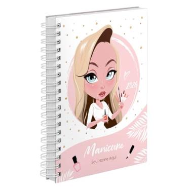 Imagem de Agenda Comercial 2026 Personalizada Capa Dura Manicure Loira Cores (Rosa)