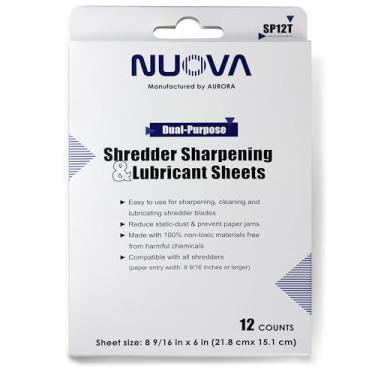 Imagem de Nuova SP12T Folhas de afiação e lubrificante para triturador de papel, 12 unidades
