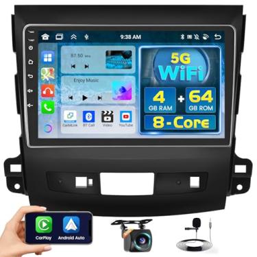 Imagem de Fuluku 【8 núcleos 4 + 64 GB】 para Mitsubishi Outlander 2008-2015 Android 13 Carplay, tela sensível ao toque estéreo para carro de 23 cm com carplay sem fio, Android Auto GPS WiFi, microfone Bluetooth