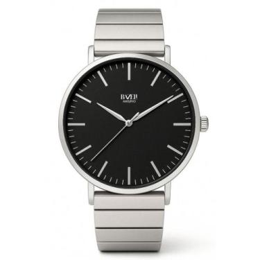 Imagem de Relógio Masculino Prata Piano Bossa Nova Fundo Preto 40mm - Bazeli