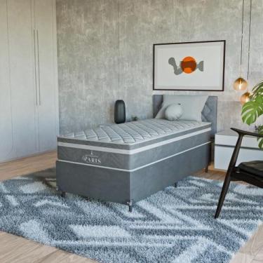 Imagem de Cama Box Solteiro Cinza + Colchão Paris Molas Cinza - eShop casa