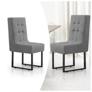 Imagem de Kit 2 Cadeiras Para Mesa De Jantar Estofada Chique Grande Luxo Confort