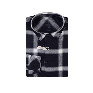 Imagem de Camisa Masculina Lado Avesso ML Flanela Xadrez Preto - LH135-Masculino