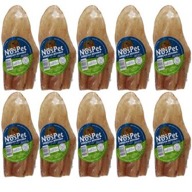 Imagem de Brinquedo Petisco Mordedor Natural Para Cães Orelha Bovina Nospet 10un