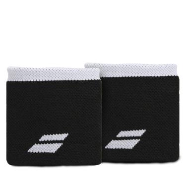 Imagem de Munhequeira Babolat Logo Curta com 02 Unidade Preta e Branca