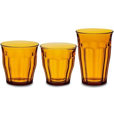 Imagem de Duralex Conjunto de copos de vidro Made In France Picardie de 18 peças, âmbar. O conjunto inclui (6 unidades) copos de 21 ml; (6 unidades) Copos de 21-8 g