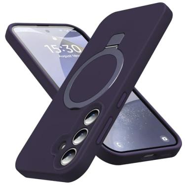 Imagem de KMAMBAG Capa Mag-Ring para Galaxy S25, silicone líquido [fator hidratante] Capa para celular Exreme macia e fina com suporte [compatível com MagSafe] para Samsung Galaxy S25 de 6,2 polegadas masculino