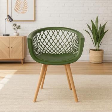 Imagem de Cadeira De Jantar Web Pé Wood Moderna Escritório Original Diversas Cores (Verde)