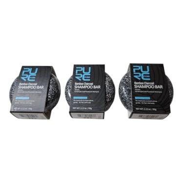 Imagem de Shampoo Bambu Carvão Vegetal PURE Escurece Cabelo Barba Promove Crescimento Saudável Cabelos Secos Danificados Embalagem 3 Unidades escurecer branco escurecedor temporário