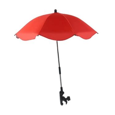 Imagem de menolana Guarda-chuva para carrinho de bebê, cadeira de praia, guarda-sóis com braçadeira ajustável, proteção solar, à prova d'água para pesca, quintal, Vermelho