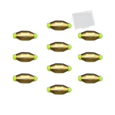 Imagem de shamjina Chumbadas de pesca de cobre para baixo, chumbadas de cobre para água salgada, acessório de equipamento de pesca de água doce com caixa de pesos de, 1.2 10 peças