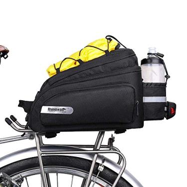 Imagem de Rhinowalk Bolsa de bagageiro de bicicleta, bolsa de bagageiro de bicicleta, bolsa de bagagem com capa de chuva (para suporte de carga, bolsa de ombro de bicicleta, acessórios profissionais de