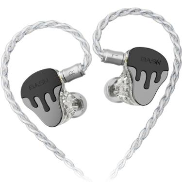 Imagem de BASN BmasterX 6 Drivers Monitores intra-auriculares híbridos com isolamento de ruído para músicos, palco e estúdio, IEMs HiFi profissionais, cabo destacável de 4 núcleos OFC banhado a prata e capa à