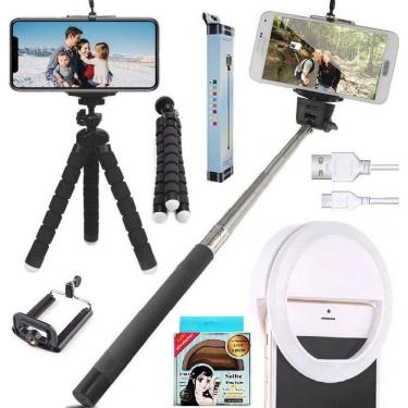 Imagem de Tripé Celular Luz Iluminador Ring Light Pau Selfie Youtuber