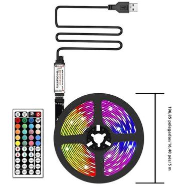Imagem de Fita LED RGB 5050 5m 10m 20m Com Controle Remoto Autoadesiva Para Deco