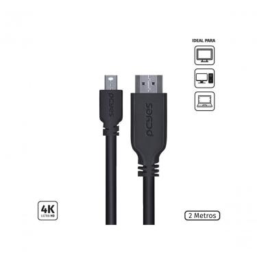 Imagem de Cabo Mini Displayport Macho Para Hdmi 2.0 Macho 2 Metros - Pmdph4k-2
