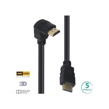 Imagem de Cabo Hdmi 2.0 4k Ultra Hd 3d Conexão Ethernet Com 01 Conector 90º 5 Metros - H2090-5
