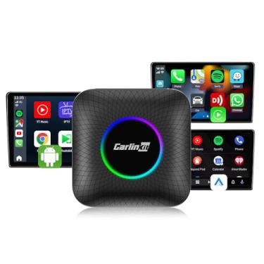 Imagem de Adaptador de CarPlay sem fio CarlinKit 3 em 1, AI Box, apenas para carros com tela sensível ao toque CarPlay com fio, compatível com sistema Android 13, GPS + Glonass - LED CPC200-Tbox
