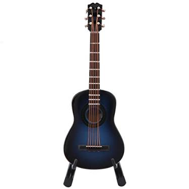 Imagem de TOPINCN Guitarra de Madeira Em Miniatura, Decoração de Instrumentos Musicais, Exibição de Guitarra de Desktop, Artesanato de Ornamento de Música Artesanal Com Caixa de Suporte e (10cm)