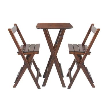 Imagem de Mesinha Bistrô Alta com 2 Banquetas Dobravel Bares Imbuia