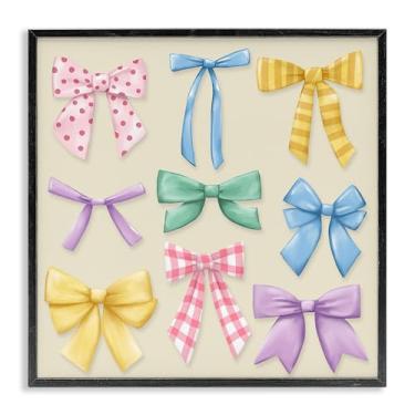 Imagem de Stupell Industries Pretty Bows Differing Patterns Black Framed Giclee Art Design por Jilly Jack Designs, 12 x 12