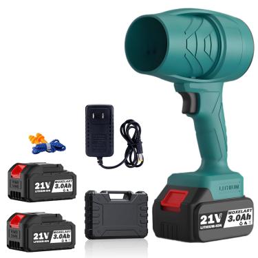 Imagem de Moxelart Soprador de folhas elétrico sem fio 180.000 RPM limpador de pó portátil com 2 baterias, sopradores de folhas potentes com velocidade ajustável para limpeza de pátio, folhas sopradas, cuidados